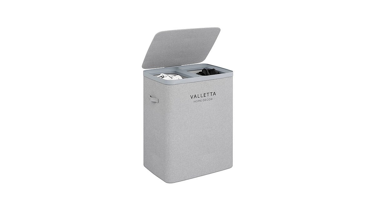VALETTA PALOMA 100L Çift Bölmeli Çamaşır Sepeti - Açık Gri