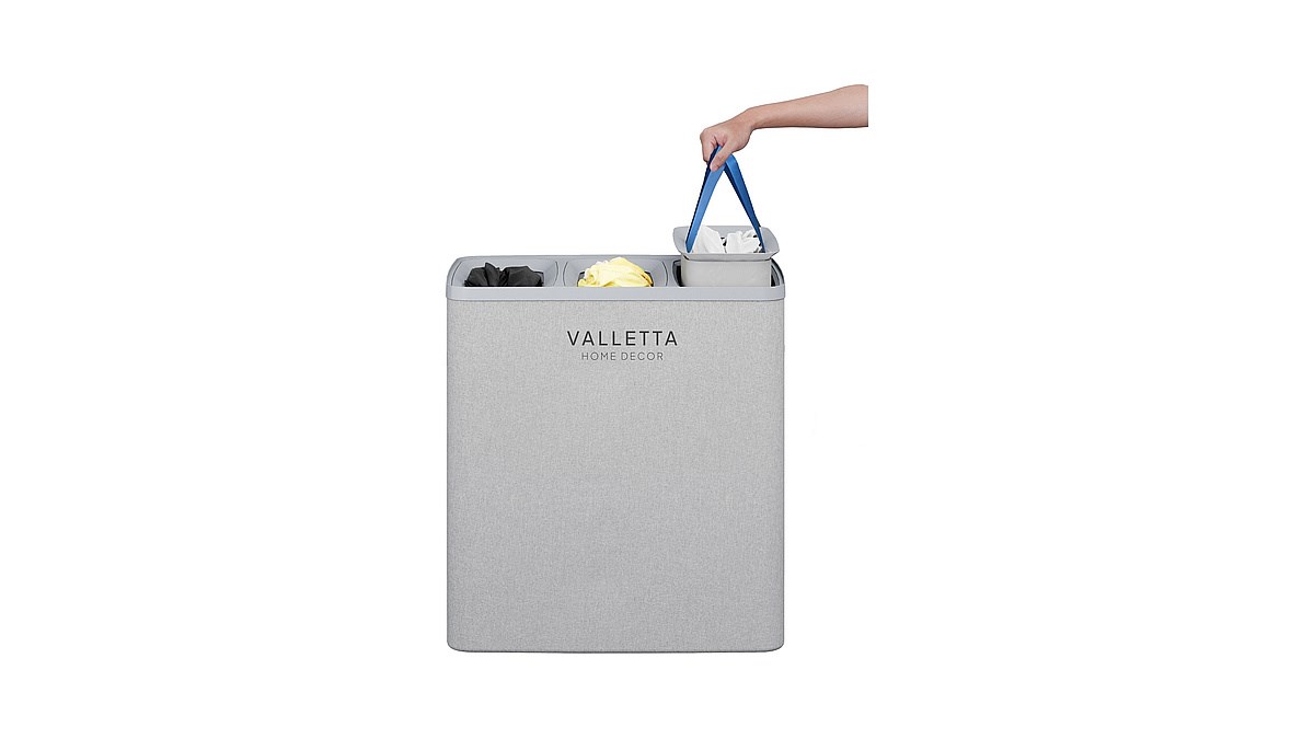 VALETTA PALOMA 120L Üç Bölmeli Çamaşır Sepeti - Açık Gri