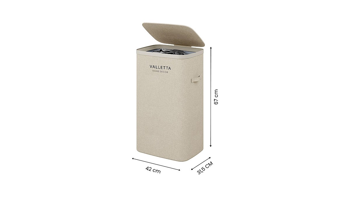 VALETTA PALOMA 60L Tek Bölmeli Çamaşır Sepeti - Kapuçino Bej