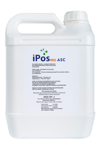 iPos Care Asc® Stabilize Edilmiş Klordioksit (0,03PPM) 5 Lt
