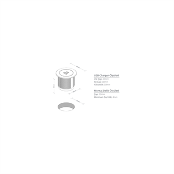 Metalline® 12 V CIRCULAR-LINE USB-A/USB-C 10W (5V-2A) YENİ- ADAPTÖRLÜ/SİYAH SOFT TOUCH