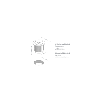 Metalline® 12 V CIRCULAR-LINE USB-A/USB-C 10W (5V-2A) YENİ- ADAPTÖRLÜ/ANTRASİT SOFT TOUCH