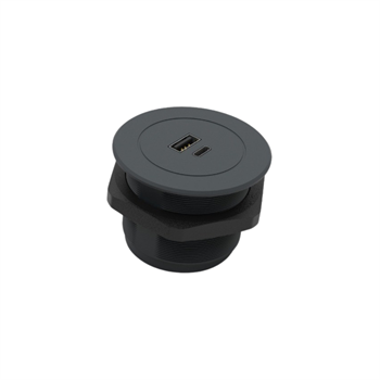 Metalline® 12 V CIRCULAR-LINE USB-A/USB-C 10W (5V-2A) YENİ- ADAPTÖRLÜ/ANTRASİT SOFT TOUCH