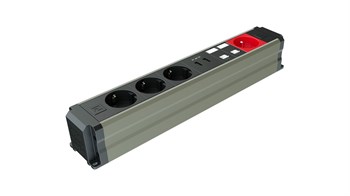 Metalline® Büro-Line Sıva Üstü Bürotik Priz Kutusu USB-UPS-CAT6/3 - Şampanya Eloksal