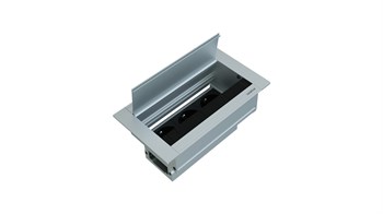 Metalline® Cap-Line Fırçalı Kapaklı Masaüstü Priz Sistemi - Natürel Eloksal