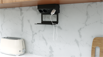 Metalline® Corner-Line Raf Priz Sistemi Telefon Raflı - Siyah
