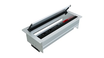 Metalline® Duo-Line Çift Açılır Fırçalı Priz Kutusu USB-UPS-CAT6/3 - Eloksal