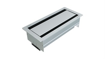 Metalline® Duo-Line Çift Açılır Fırçalı Priz Kutusu USB-UPS-CAT6/3 - Eloksal