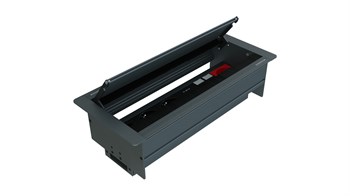 Metalline® Duo-Line Çift Açılır Fırçalı Priz Kutusu USB-UPS-CAT6/3 - Antrasit