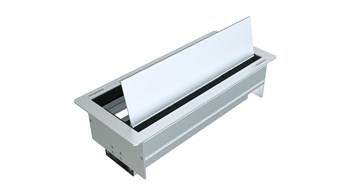 Metalline® Duo-Line Çift Açılır Fırçalı Priz Kutusu USB-UPS-CAT6/3 - Eloksal