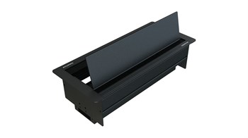 Metalline® Duo-Line Çift Açılır Fırçalı Priz Kutusu USB-UPS-CAT6/3 - Siyah