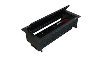 Metalline® Duo-Line Çift Açılır Fırçalı Priz Kutusu USB-UPS-CAT6/3 - Siyah