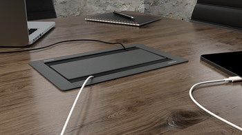 Metalline® Duo-Line Çift Açılır Fırçalı Priz Kutusu - Antrasit