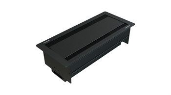 Metalline® Duo-Line Çift Açılır Fırçalı Priz Kutusu USB-UPS-CAT6/3 - Siyah