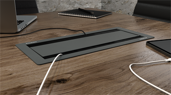 Metalline® Duo-Line Çift Açılır Fırçalı Priz Kutusu USB-UPS-CAT6/3 - Antrasit