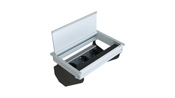 Metalline® Fix-Line Fırçalı Kapaklı Masaüstü Priz Kutusu -Eloksal
