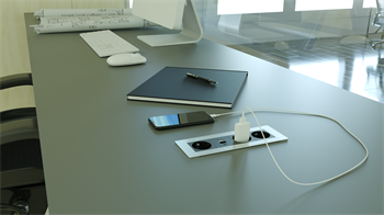 Metalline® Flat-Line Kapaksız Gömme Masaüstü Priz Kutusu USB-A / USB-C - Eloksal