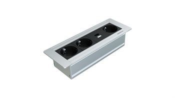 Metalline® Flat-Line Kapaksız Gömme Masaüstü Priz Kutusu USB-A / USB-C - Eloksal