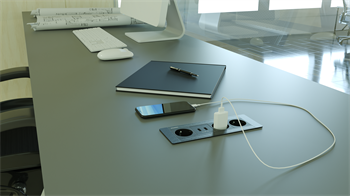 Metalline® Flat-Line Kapaksız Gömme Masaüstü Priz Kutusu USB - Siyah