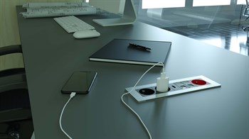 Metalline® Flat-Line Kapaksız Gömme Masaüstü Priz Kutusu HDMI-UPS-CAT6/3 - Eloksal