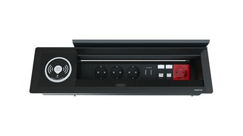 Metalline® Max-Line Kablosuz Şarjlı Masaüstü Priz Kutusu  UPS-USB-CAT6/3 - Siyah
