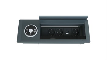Metalline® Max-Line Kablosuz Şarjlı Masaüstü Priz Kutusu  USB-A / USB-C - Antrasit