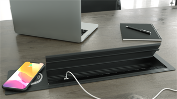 Metalline® Max-Line Kablosuz Şarjlı Masaüstü Priz Kutusu  UPS-USB-CAT6/3 - Siyah