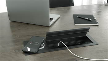 Metalline® Max-Line Kablosuz Şarjlı Masaüstü Priz Kutusu  USB-A / USB-C - Siyah