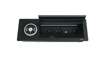Metalline® Max-Line Kablosuz Şarjlı Masaüstü Priz Kutusu  USB-A / USB-C - Siyah