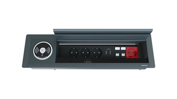 Metalline® Max-Line Kablosuz Şarjlı Masaüstü Priz Kutusu  UPS-USB-CAT6/3 - Antrasit