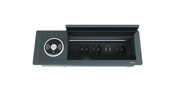Metalline® Max-Line Kablosuz Şarjlı Masaüstü Priz Kutusu USB - Antrasit