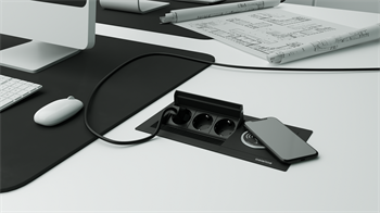 Metalline® Revo-Line Dönmeli Masaüstü Priz Kutusu Wireless - Siyah
