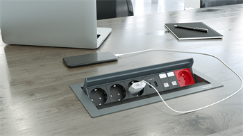 Metalline® Revo-Line Dönmeli Masaüstü Priz Kutusu USB-UPS-CAT6/3 - Antrasit