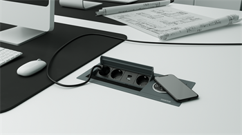 Metalline® Revo-Line Dönmeli Masaüstü Priz Kutusu Wireless USB-A / USB-C - Antrasit