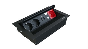 Metalline® Revo-Line Dönmeli Masaüstü Priz Kutusu USB-UPS-CAT6 - Siyah
