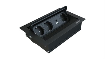 Metalline® Revo-Line Dönmeli Masaüstü Priz Kutusu USB-A / USB-C - Siyah