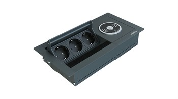 Metalline® Revo-Line Dönmeli Masaüstü Priz Kutusu Wireless - Antrasit