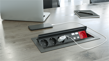 Metalline® Revo-Line Dönmeli Masaüstü Priz Kutusu USB-UPS-CAT6/3 - Siyah