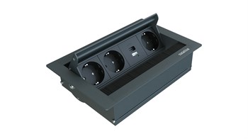 Metalline® Revo-Line Dönmeli Masaüstü Priz Kutusu USB-A / USB-C - Antrasit
