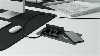 Metalline® Revo-Line Dönmeli Masaüstü Priz Kutusu Wireless - Antrasit