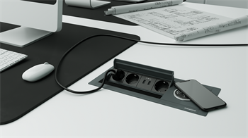 Metalline® Revo-Line Dönmeli Masaüstü Priz Kutusu Wireless USB - Antrasit