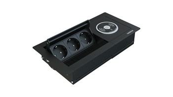 Metalline® Revo-Line Dönmeli Masaüstü Priz Kutusu Wireless - Siyah