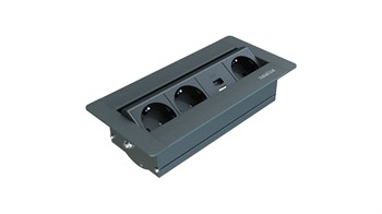 Metalline® Sole-Line Dönmeli Masaüstü Priz Kutusu USB-A / USB-C - Antrasit
