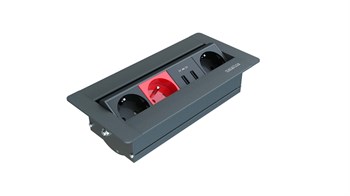Metalline® Sole-Line Dönmeli Masaüstü Priz Kutusu UPS / USB - Antrasit