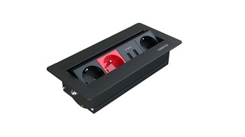 Metalline® Sole-Line Dönmeli Masaüstü Priz Kutusu UPS / USB - Siyah