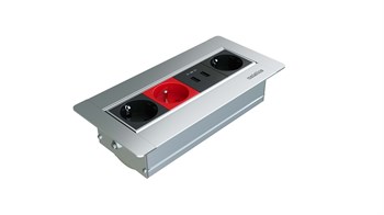 Metalline® Sole-Line Dönmeli Masaüstü Priz Kutusu UPS / USB - Eloksal