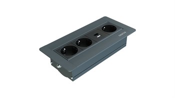 Metalline® Sole-Line Dönmeli Masaüstü Priz Kutusu USB-A / USB-C - Antrasit