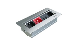 Metalline® Sole-Line Dönmeli Masaüstü Priz Kutusu UPS / USB - Eloksal