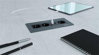 Metalline® Sole-Line Dönmeli Masaüstü Priz Kutusu USB - Antrasit