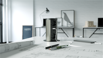 Metalline® Tower-Line Bas-Aç Masaüstü Priz Kutusu USB-A , USB-C - Siyah